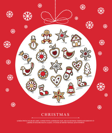 Greeting card with Christmas gingerbreadsのイラスト素材