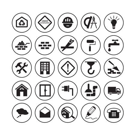 Flat building iconsのイラスト素材