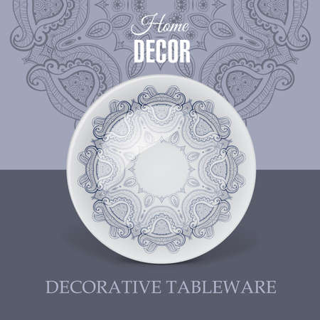 Advertising banner with decorative ceramic tableware for gift shop and store utensils. Vector illustrationのイラスト素材