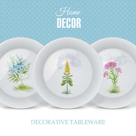 Advertising banner with decorative ceramic tableware for gift shop and store utensils. Vector illustrationのイラスト素材