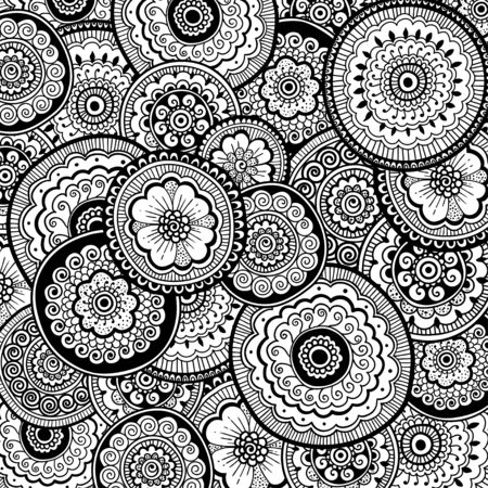 Decorative nature ornamental background. Zen-tagle style and mehndi style.のイラスト素材