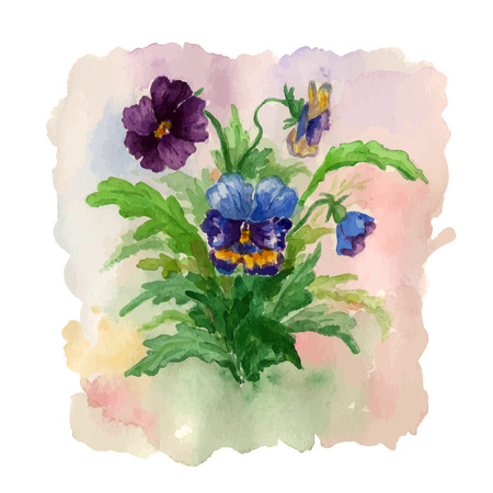Summer bouquet of flowers pansies. Illustration for greeting card.のイラスト素材