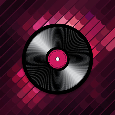Abstract musical background with vinyl record disk. Template for music flyer, poster, brochureのイラスト素材