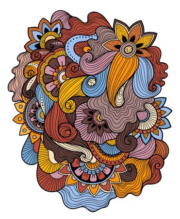 Beautiful doodle art floral composition. Tattoo flower template. Doodle floral drawing. Zentangle floral ornament.の写真素材