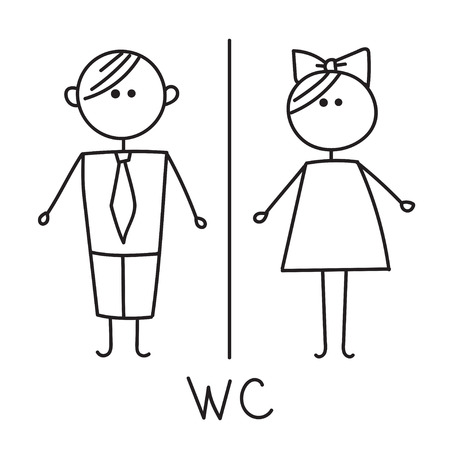 WC sign.Toilet door plate icon. WC Icon. Bathroom plate. Men and women WC sign for restroomのイラスト素材