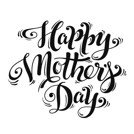 Hand lettering Happy Mothers Day for greeting card, banner, poster. Modern brush calligraphy. Black lettering Vector illustration.のイラスト素材