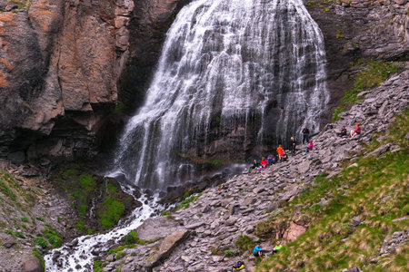 Beautiful waterfall Girlish Braids in Caucasus