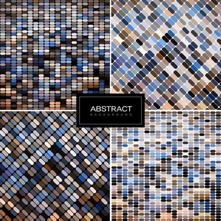 Set of vector pastel mosaic backgrounds. Collection of abstract vector round dots backgrounds .