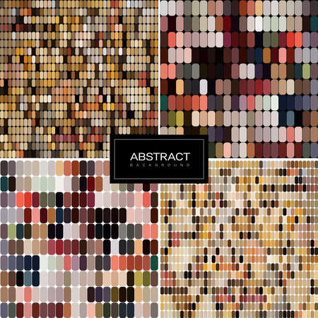 Set of vector pastel mosaic backgrounds. Collection of abstract vector round dots backgrounds .のイラスト素材