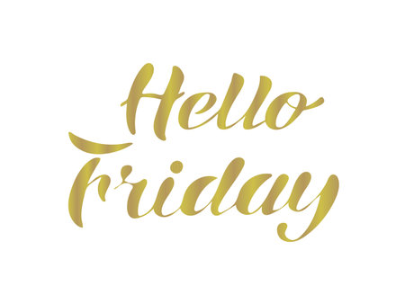 Vector illustration. Hello Friday lettering gold effect.のイラスト素材