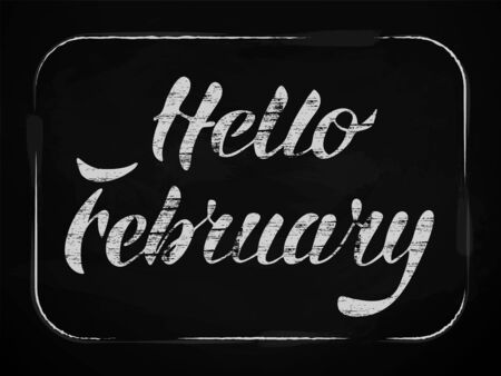 Vector illustration. Hello February chalk lettering.のイラスト素材