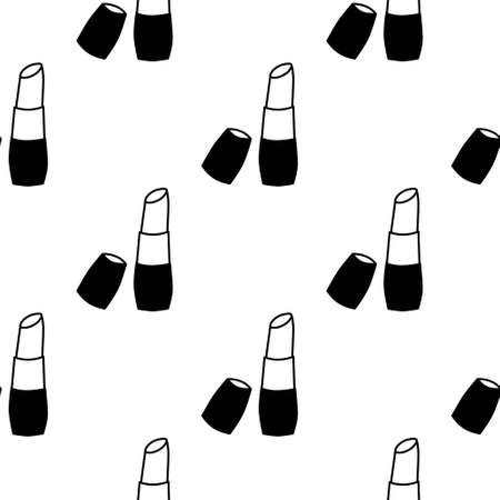 Lipstick seamless doodle pattern. flat vector illustrationのイラスト素材
