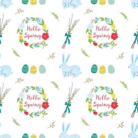 Spring seamless pattern. flat vector illustrationのイラスト素材