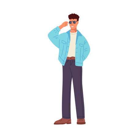 A man dressed in the style of the 90s. Nostalgia, street style, trend. flat vector illustration