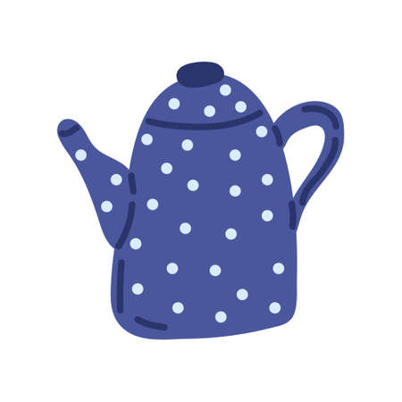 Polka dot kettle Doodle style Cozy Autumn. flat vector illustrationのイラスト素材