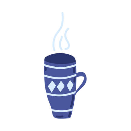 A cup with smoke Doodle style Cozy autumn. flat vector illustrationのイラスト素材