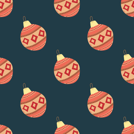 Seamless pattern with a New Year's ball. flat vector illustrationのイラスト素材