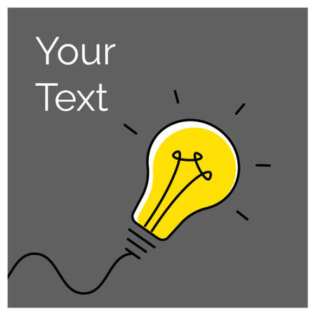 Light bulb as a symbol of an idea, solution, result, creative thinking, analytical thought. The image of a yellow glowing light bulb on a gray background with a place for the text. Vector illustration, eps10のイラスト素材
