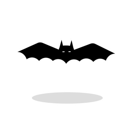 Halloween bat icon black silhouette isolated on white background. flat style vector illustrationのイラスト素材