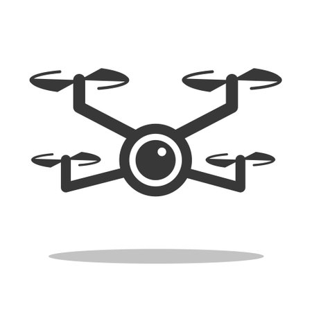 Drone Icon with Gray Shadow. Logotype vector illustrationのイラスト素材