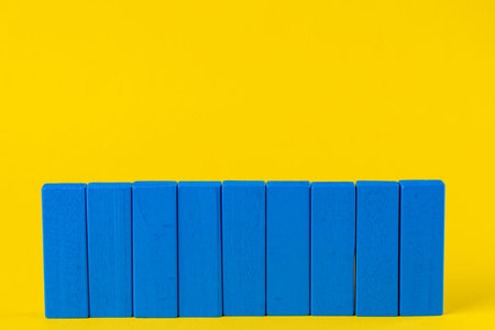 Game blocks on a yellow background, like the flag of ukraine