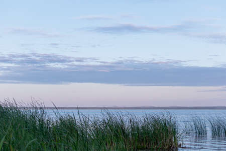 Beautiful landscape - view of Lake Nero, summer evening, sunset, duskの写真素材