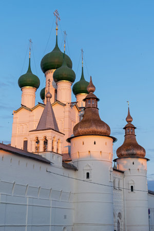 RUSSIA, ROSTOV VELIKY - JULY 12, 2019. View of the Gate Church of St. John the Evangelist,...