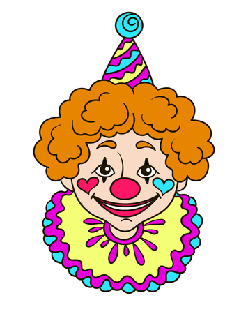 contour, illustration, coloring book, clown, face, smile, circus, performance, abstraction, design elementのイラスト素材