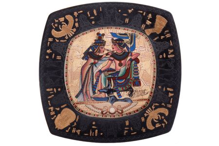 black and golden Egyptian dish, square, beautiful, for eating, foldの写真素材