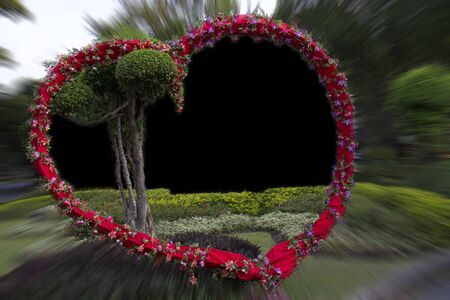 Frame Heart of flowers for wedding or Valentine s Dayの写真素材