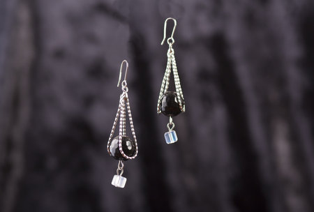 pendant earrings with black agate fashion jewelry