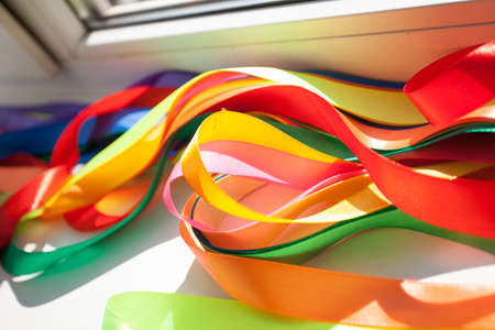 wedding colorful textile tape on the holidayの写真素材