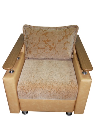 brown armchair with armrests isolated on white brown armchair with armrests isolated on white