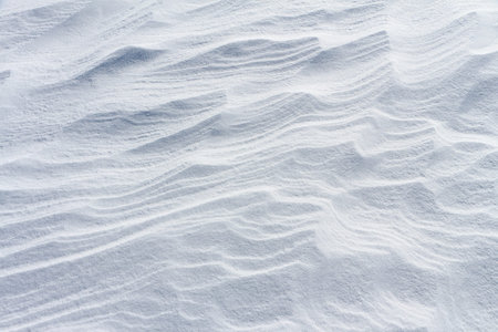 Natural snow background on a river surface in the winterの写真素材