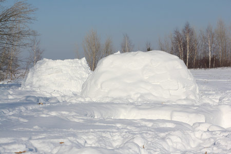 The dwelling an igloo   on a snow glade