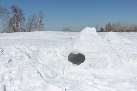 Igloo on a snow glade in the winter