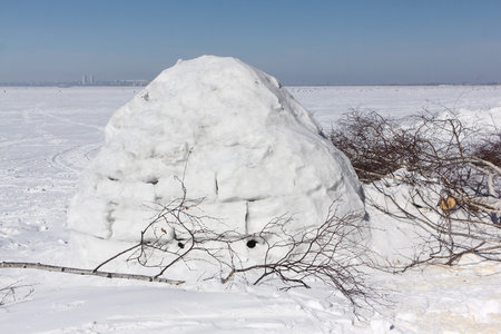 Igloo  standing on a snowy glade  in the winter