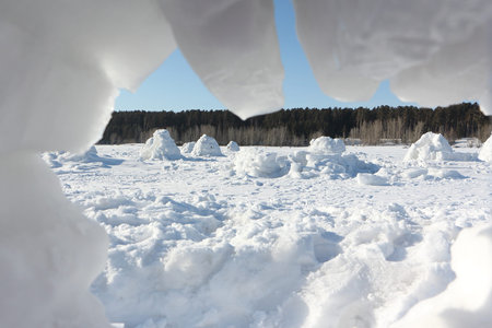 Igloo  standing on a snowy glade  in the winter
