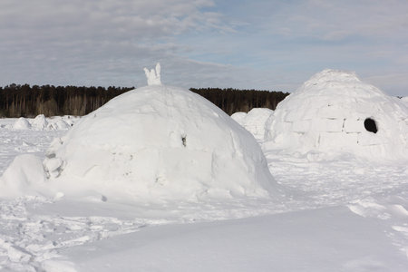 Igloo  standing on a snowy glade  in the winter, Novosibirsk, Russia
