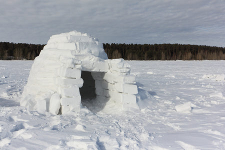 Igloo  standing on a snowy glade  in the winter, Novosibirsk, Russia