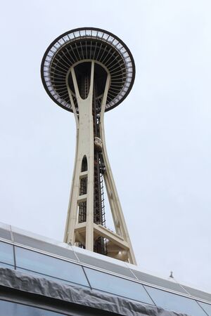 Seattle, USA - September, 15: View to Space Needle against the background of the sky. Taken on September, 15, 2019 in Seattle, USAのeditorial素材