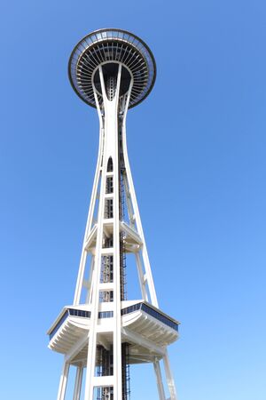 Seattle, USA - September, 17: View to Space Needle against the background of the sky. Taken on September, 17, 2019 in Seattle, USAのeditorial素材