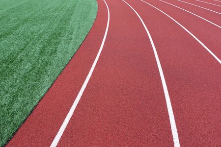 Running track on the sports fieldの写真素材