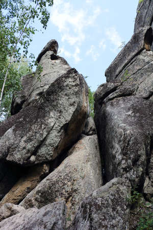 Rock on the top of Mount Tserkovka, Altai Mountains, Belokurikha city, Russiaの写真素材