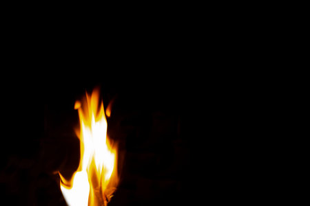 flame of fire on a black background, horizontal