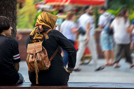 modern street with tram and cars travel horizontalの写真素材