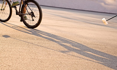 bicycle polo evening gameの写真素材