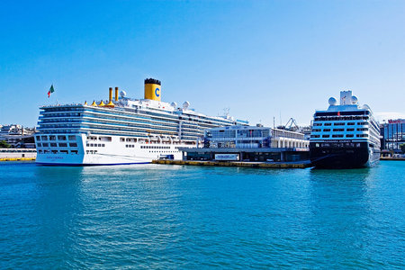 passenger liner in the port in Athens