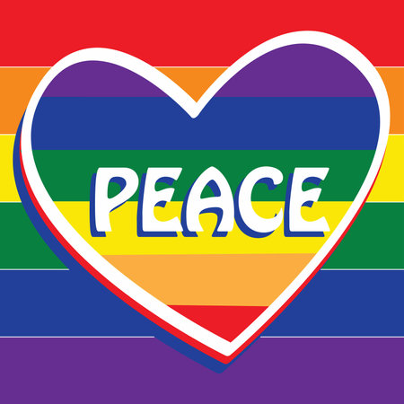 rainbow flag for peace with a heart in the middleのイラスト素材