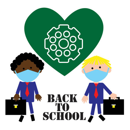 back to school during the coronovirus Covid 19, pandemic. Training continues at a distance. vector illustration,のイラスト素材